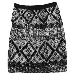 Cato Silver Black Sequin Pencil Skirt Womens M Stretch Party Glam Holiday